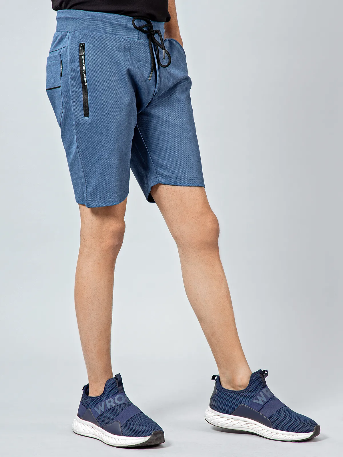 Chopstick cotton blue solid shorts