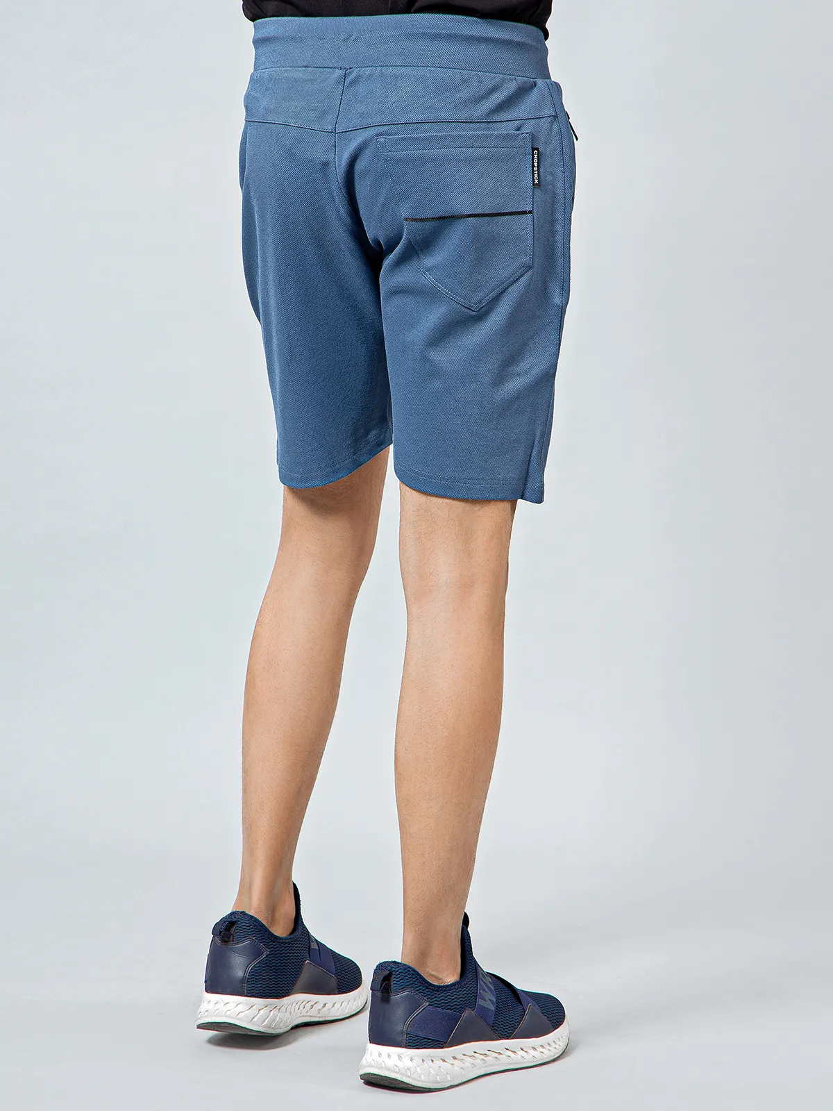 Chopstick cotton blue solid shorts