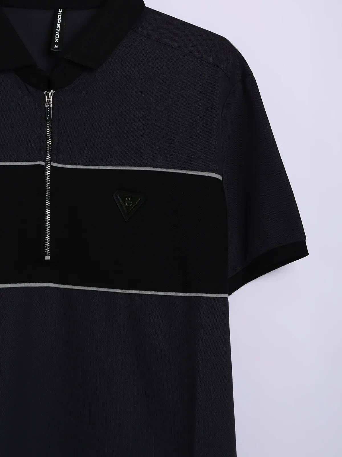 Chopstick dark grey cotton polo t shirt