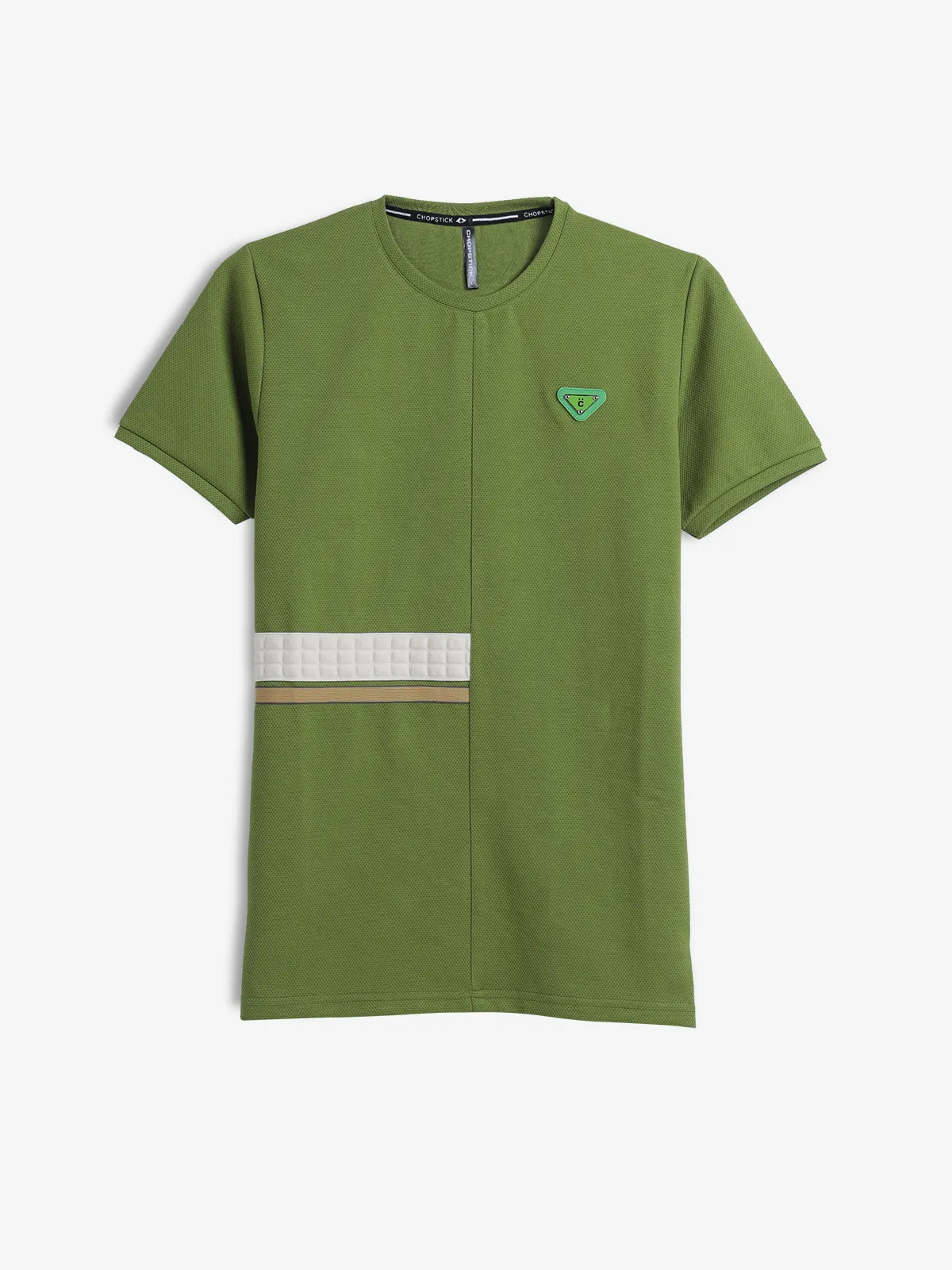 CHOPSTICK olive round neck cotton t-shirt