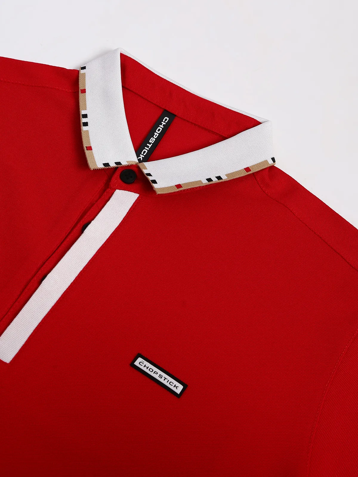 Chopstick plain cotton red t shirt