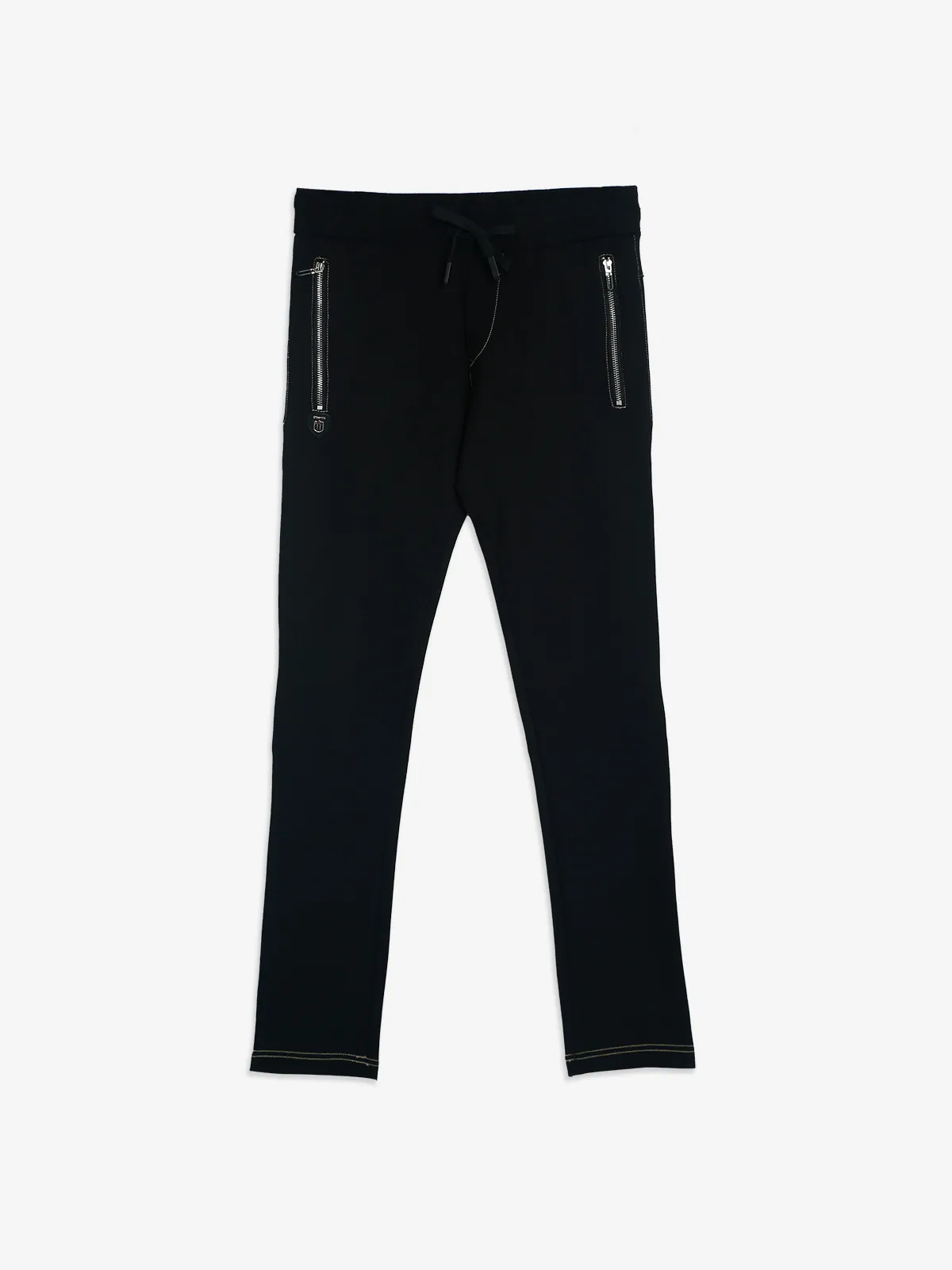 Chopstick solid black cotton track pant