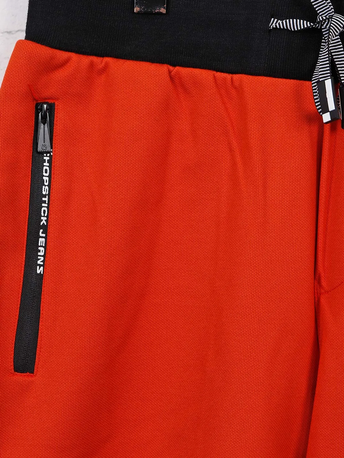 Chopstick solid orange cotton shorts