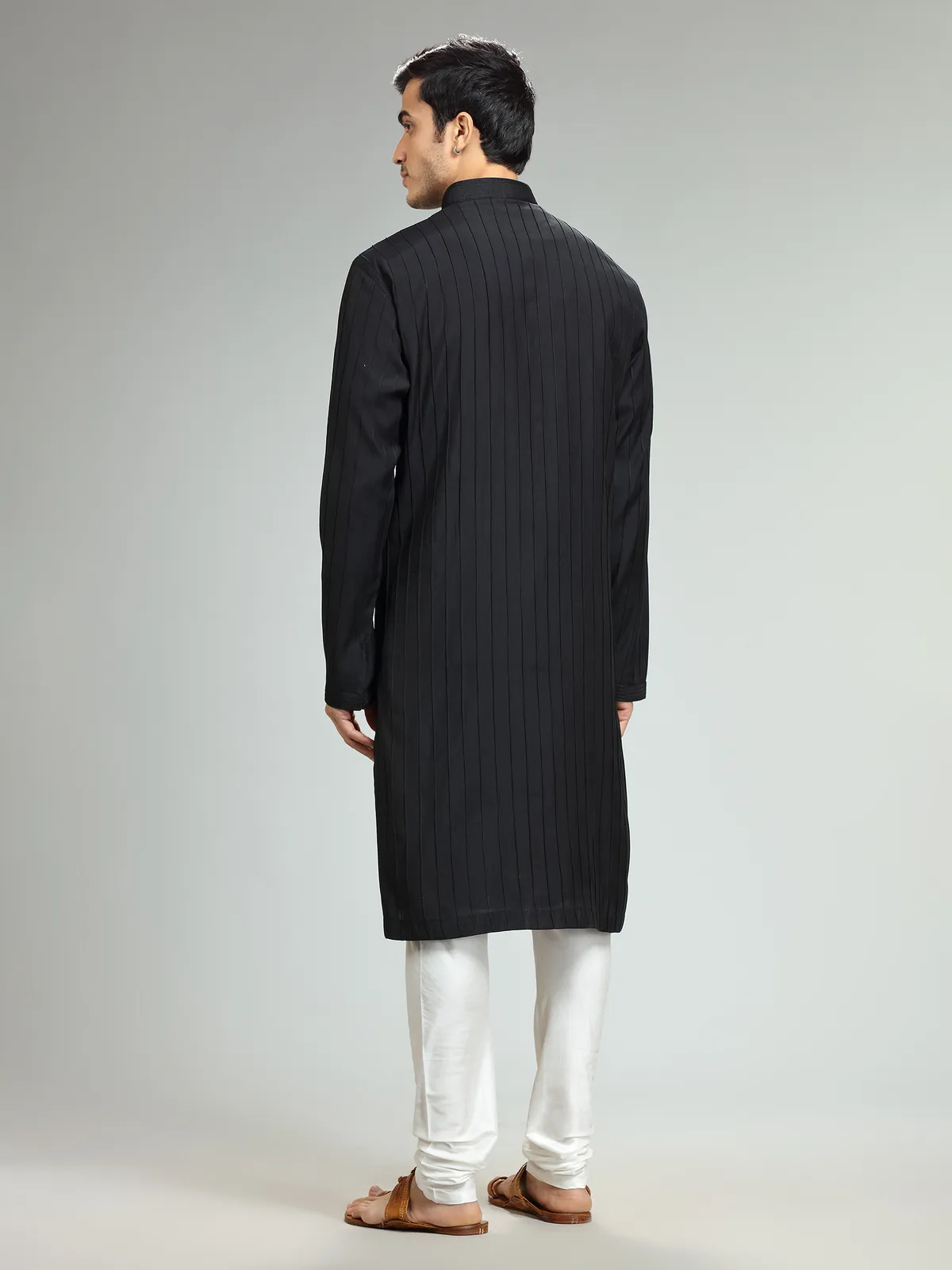 Classic black kurta suit in silk