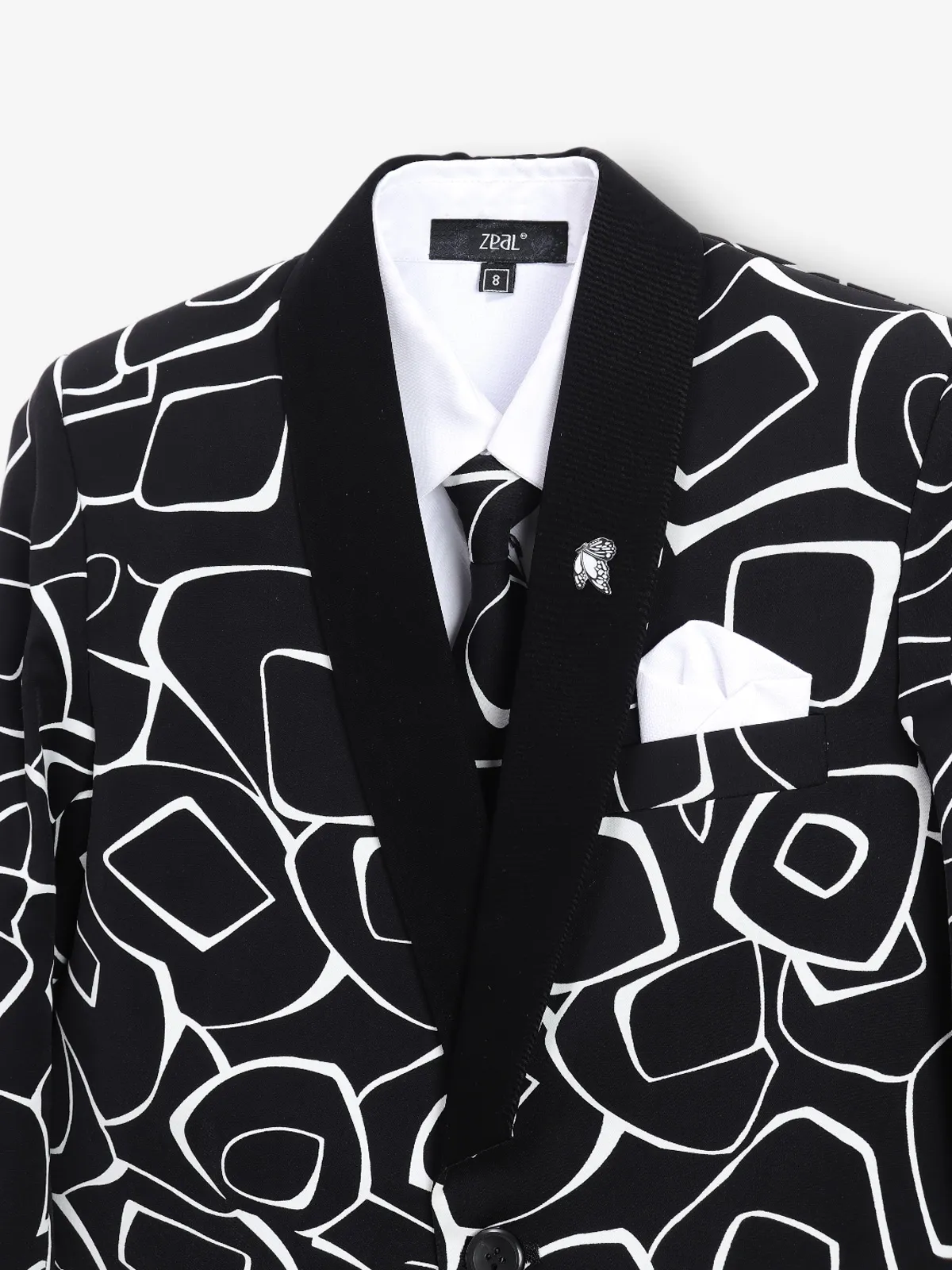 Classic black printed coat suit