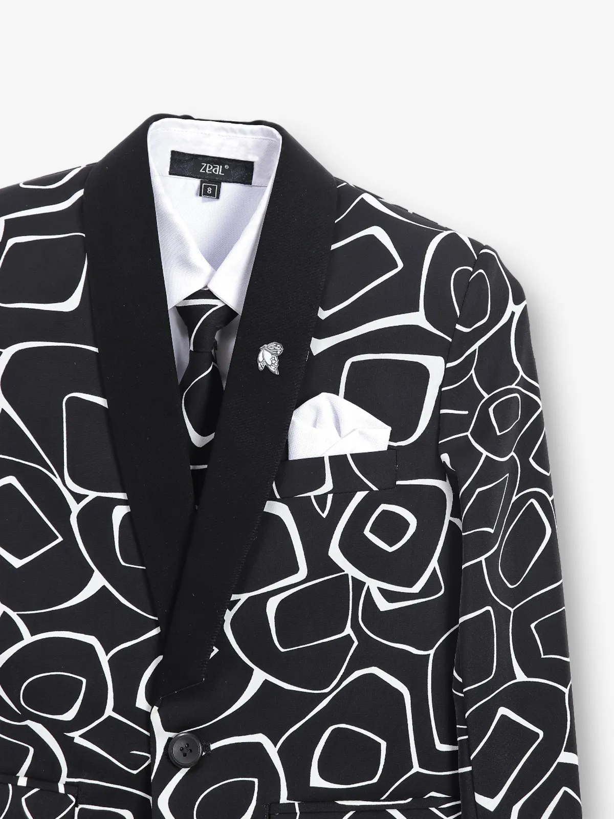 Classic black printed coat suit