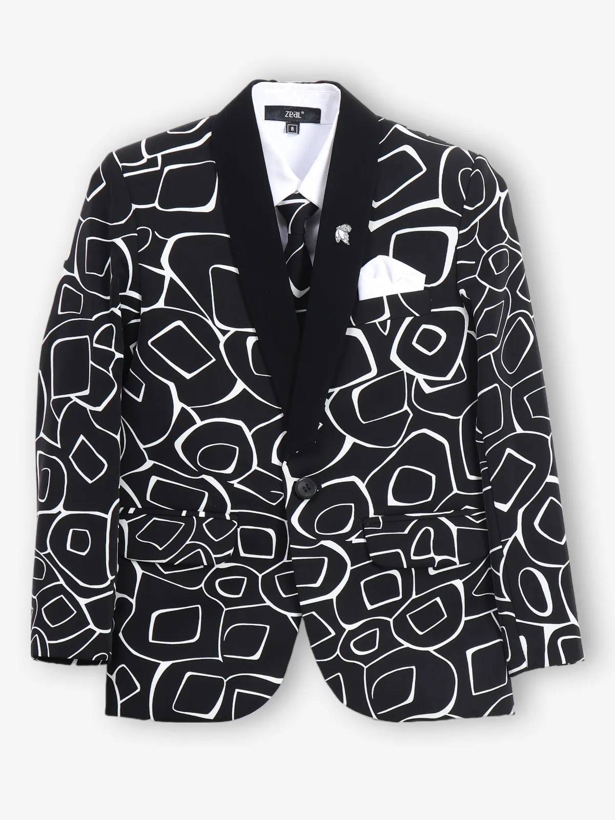 Classic black printed coat suit