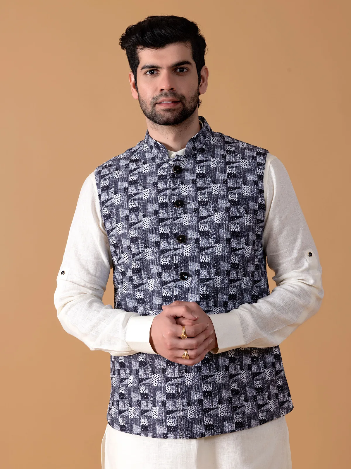 Classic black printed waistcoat