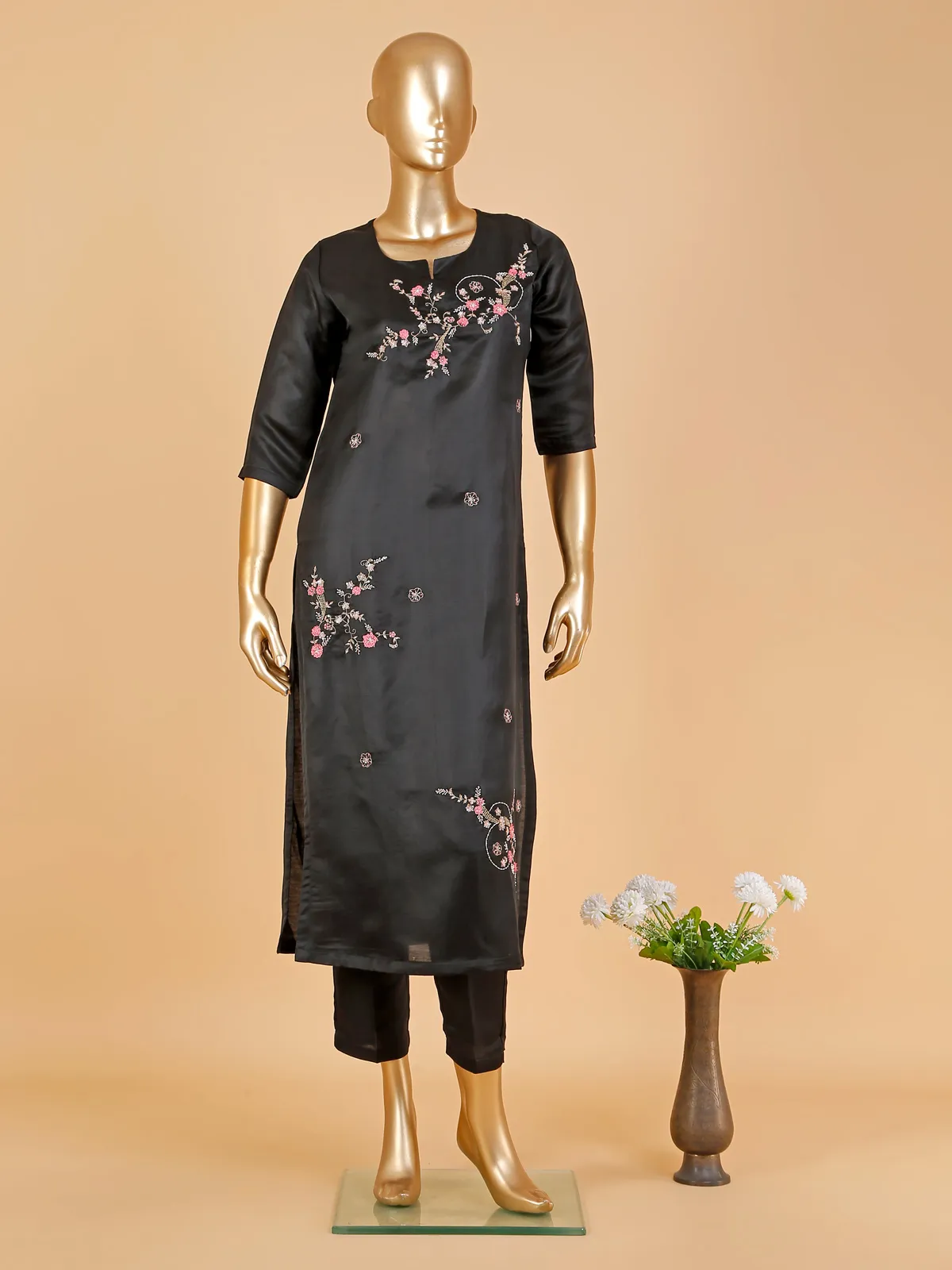 Classic black silk kurti set