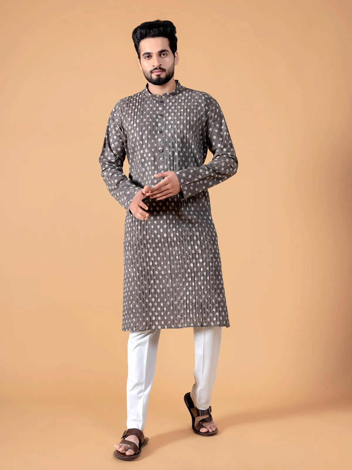 Classic brown cotton  Men Kurta pajama