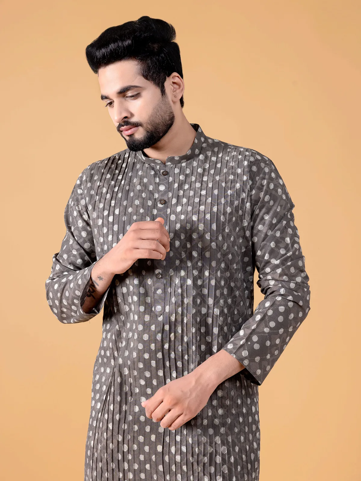 Classic brown cotton  Men Kurta pajama