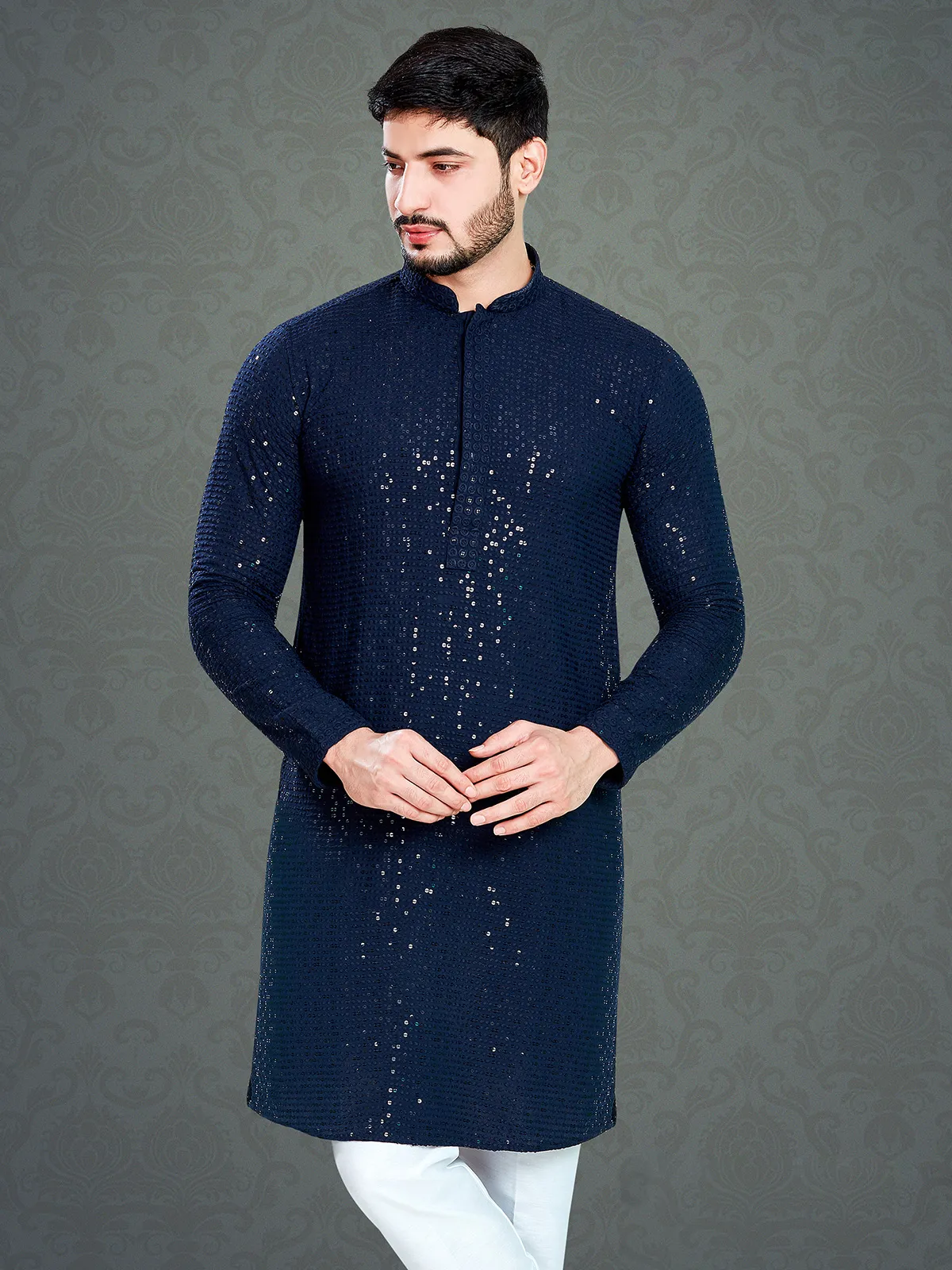 Classic cotton navy kurta