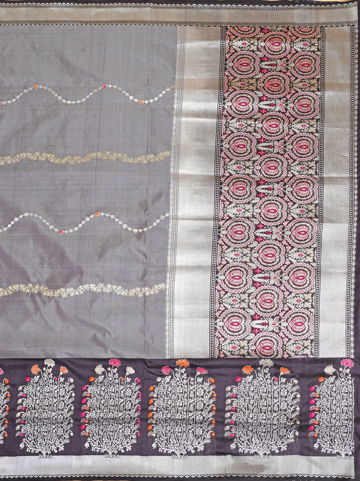 Classic grey banarasi silk saree