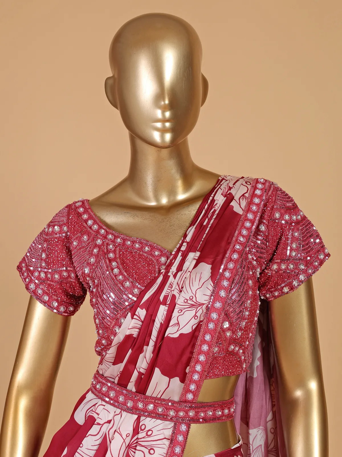 Classic maroon ready to wear saree