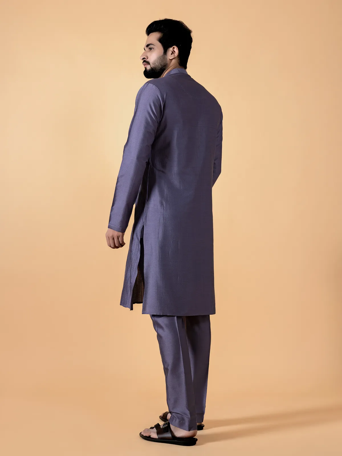 Classic mauve purple silk kurta suit