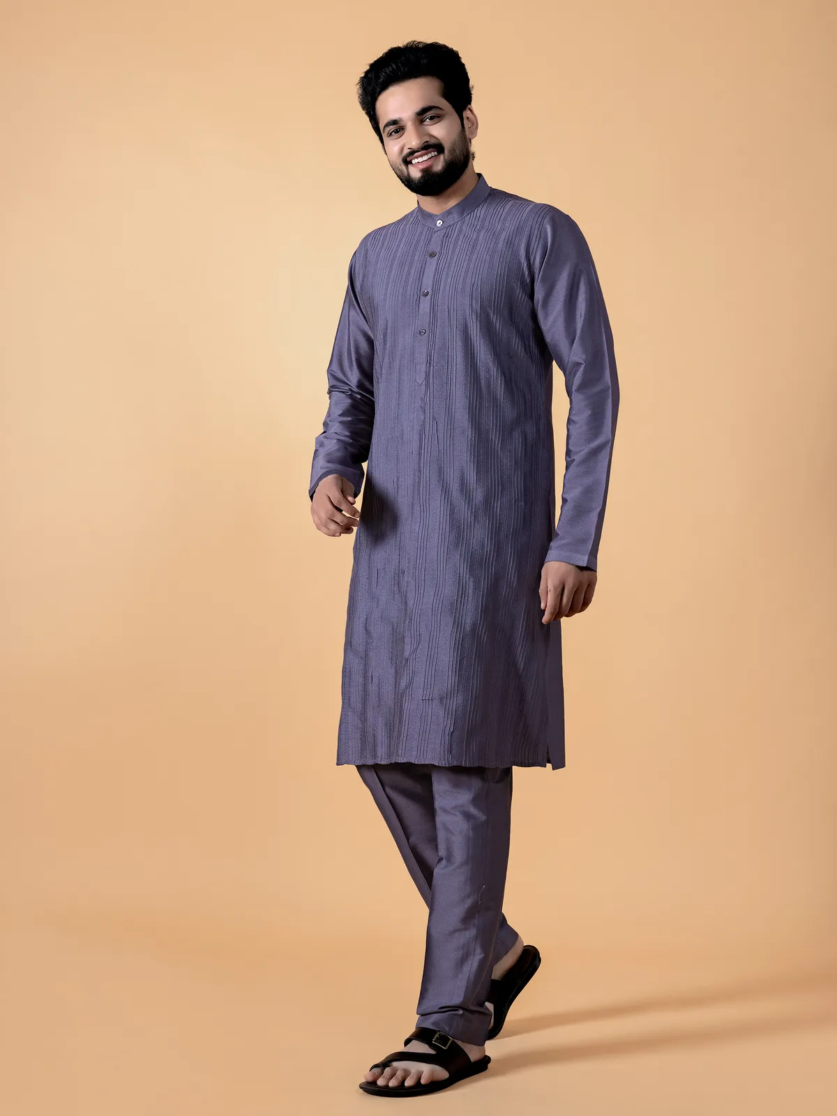 Classic mauve purple silk kurta suit