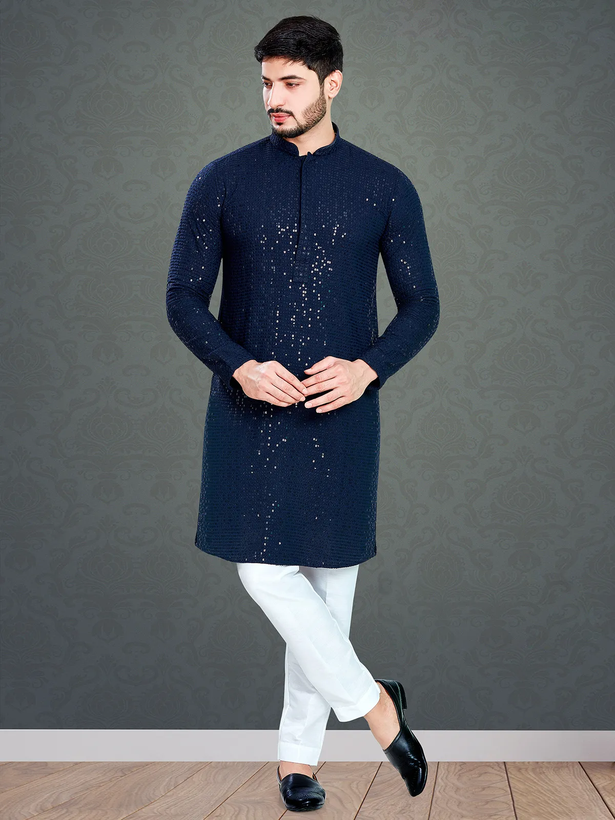 Classic navy cotton kurta suit