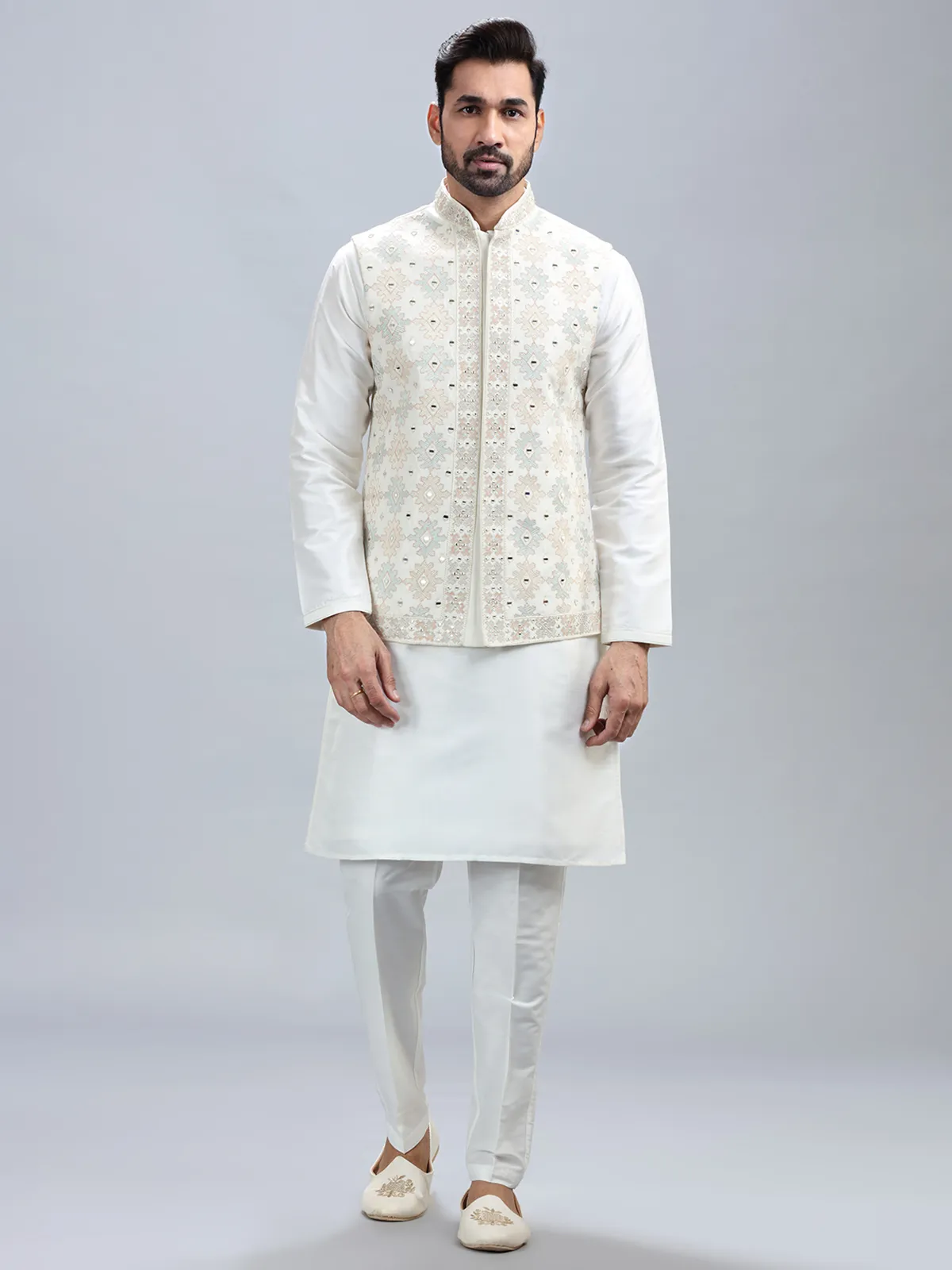 Classic off wite waistcoat set for men