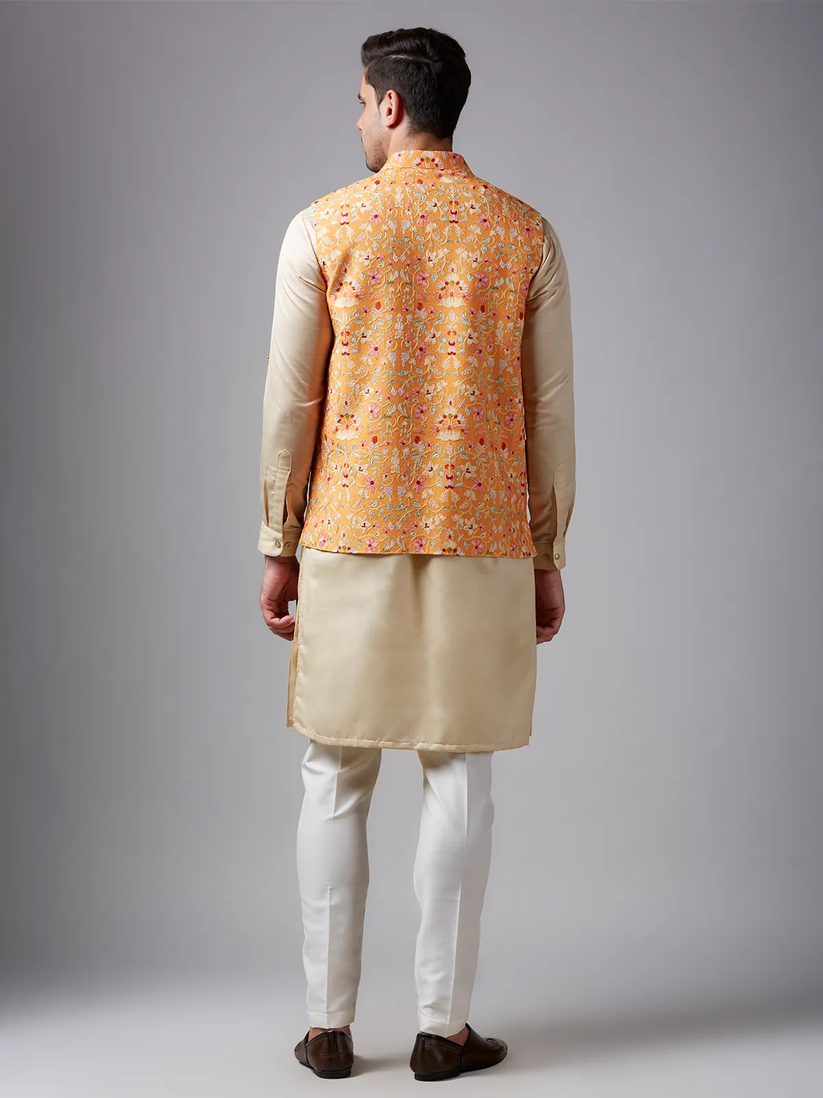 Classic orange silk waistcoat set
