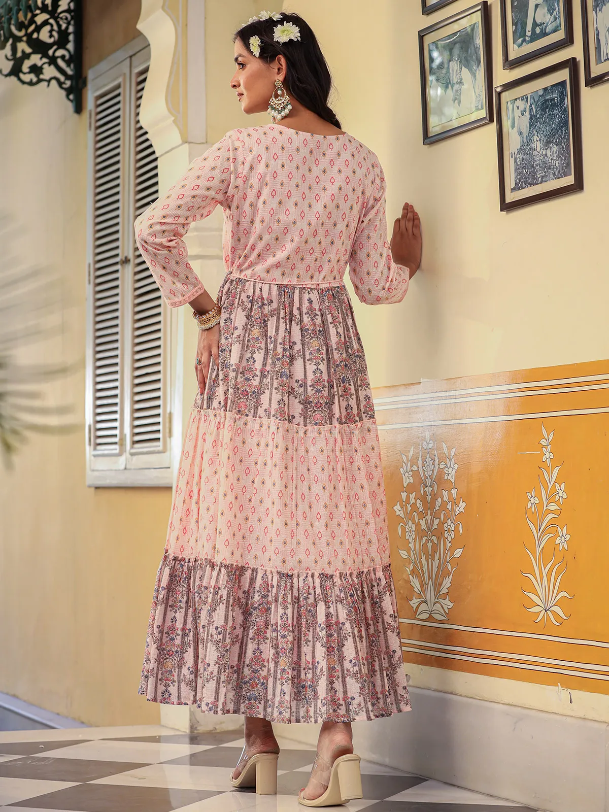 Classic pink cotton printed kurti