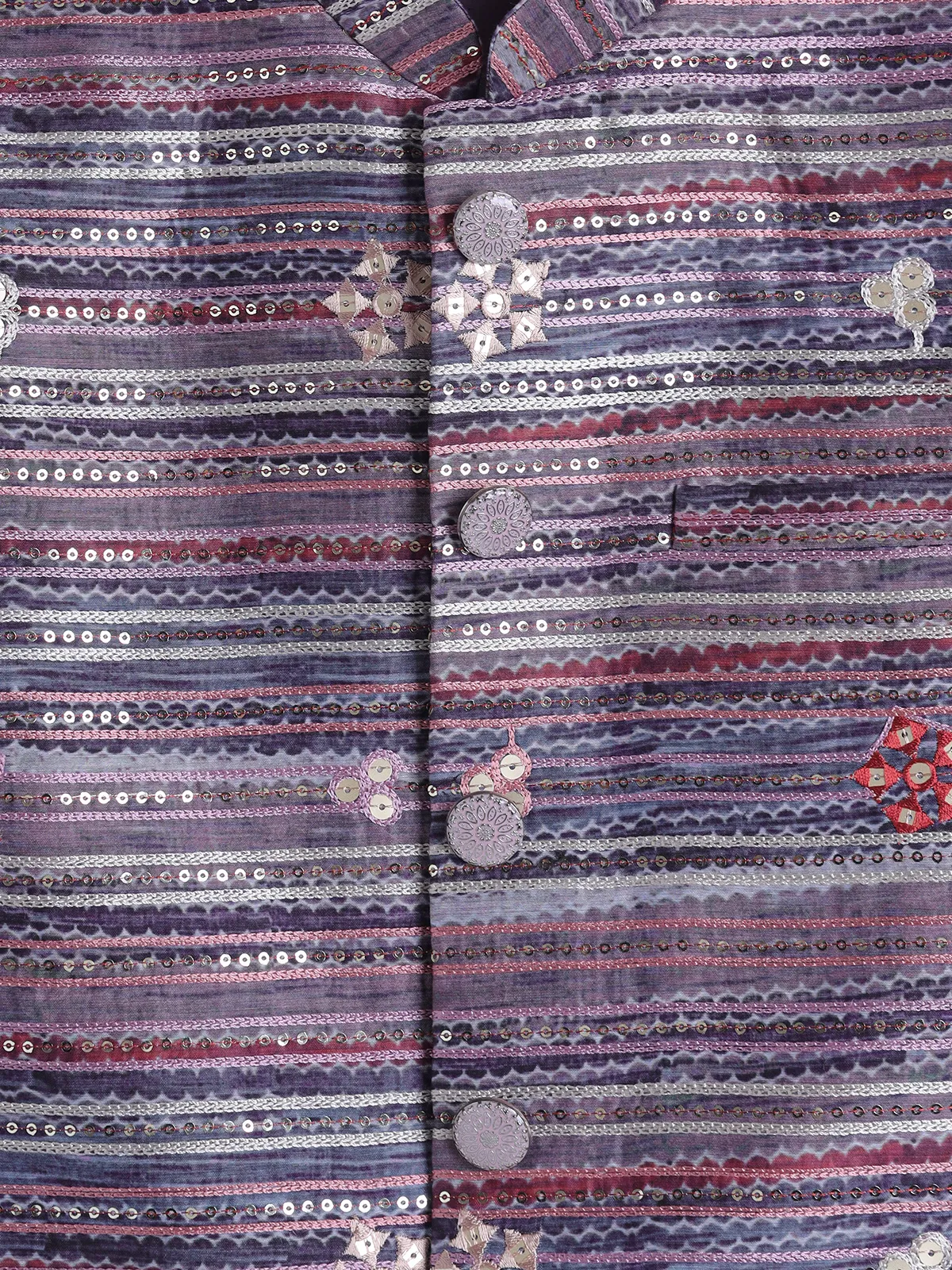 Classic purple silk stripe indowestern