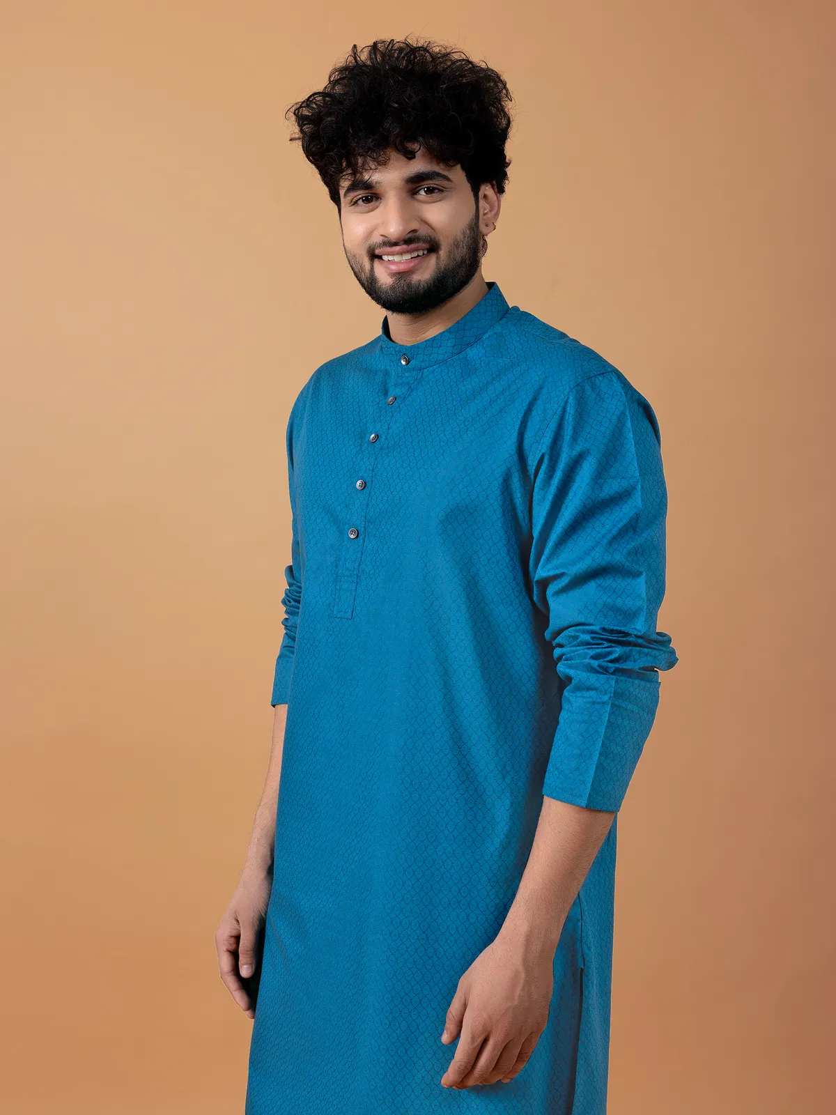 Classic rama blue cotton kurta suit