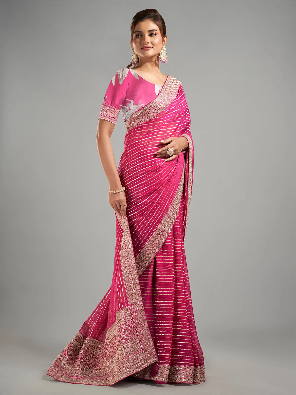Classic rani georgette saree for festive