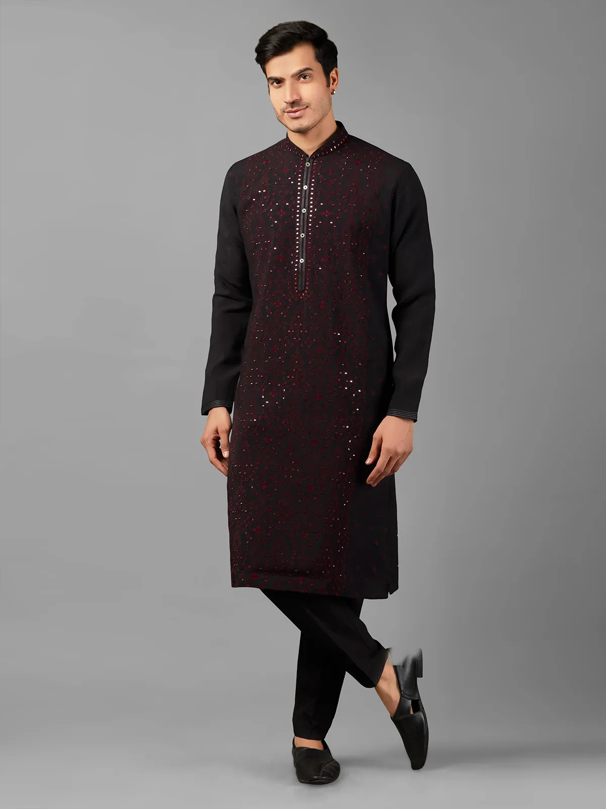 Classic silk black  Men Kurta pajama