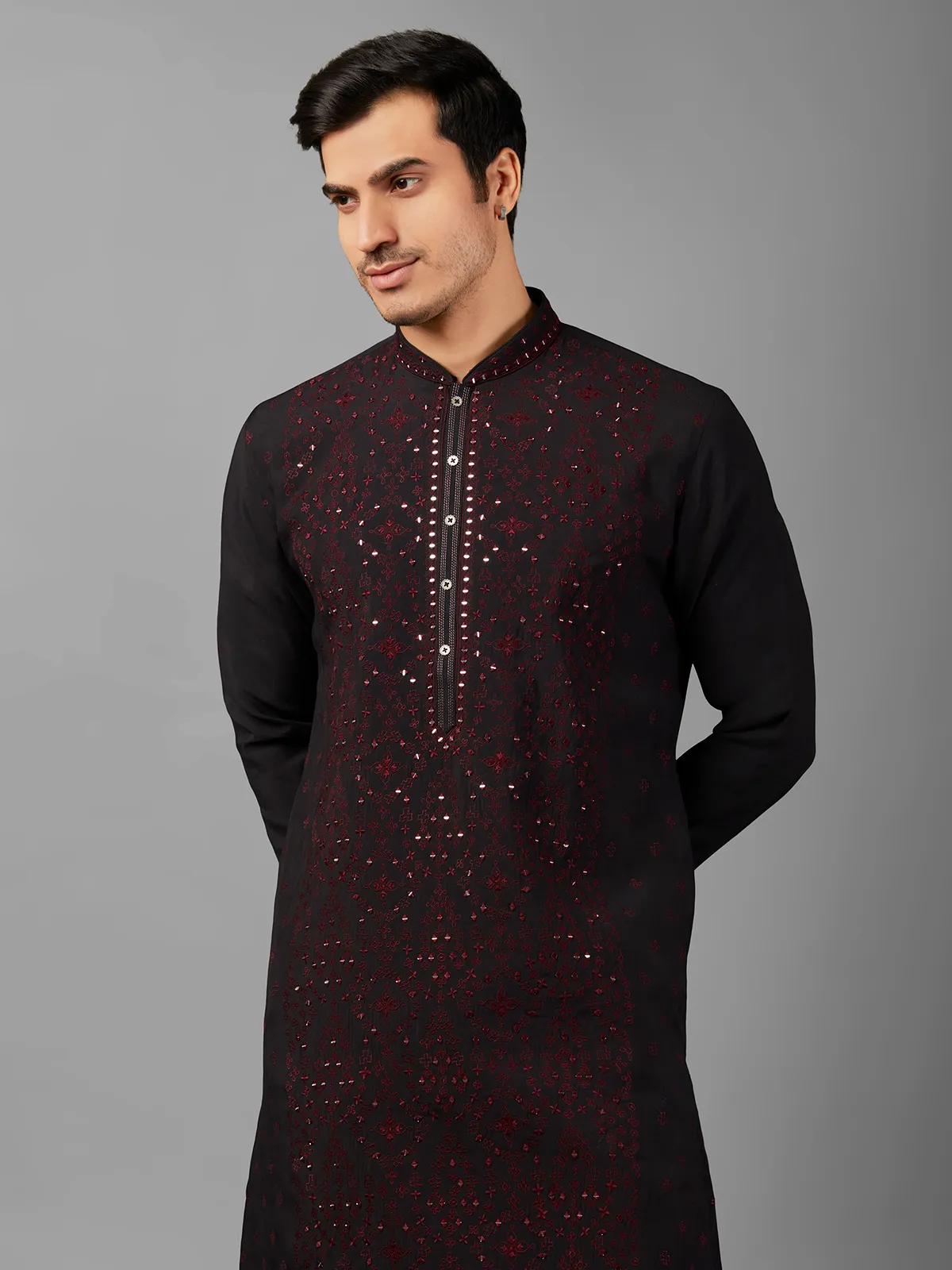 Classic silk black  Men Kurta pajama