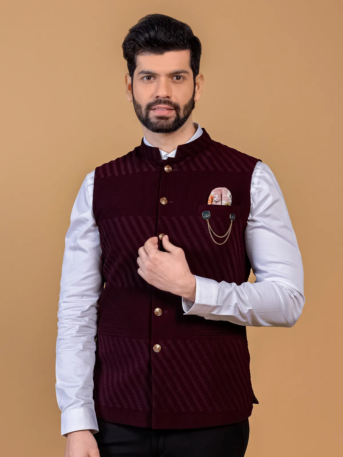 Classic silk maroon waistcoat