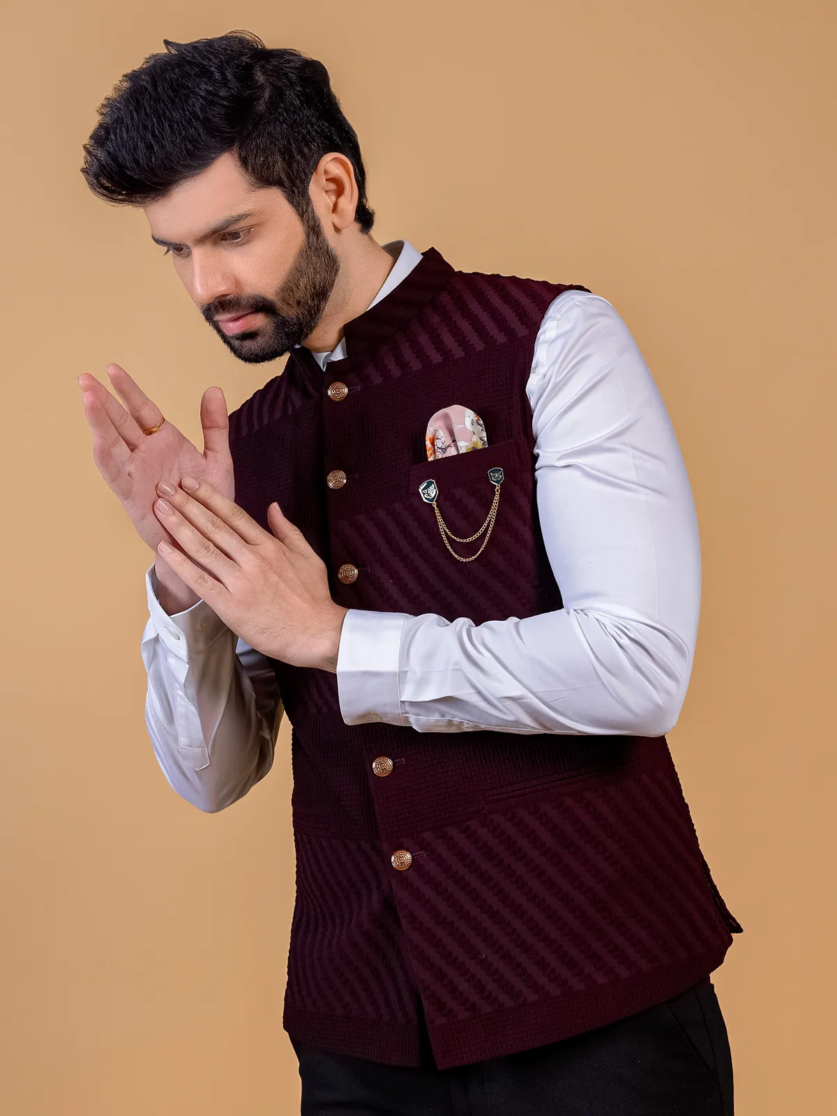 Classic silk maroon waistcoat