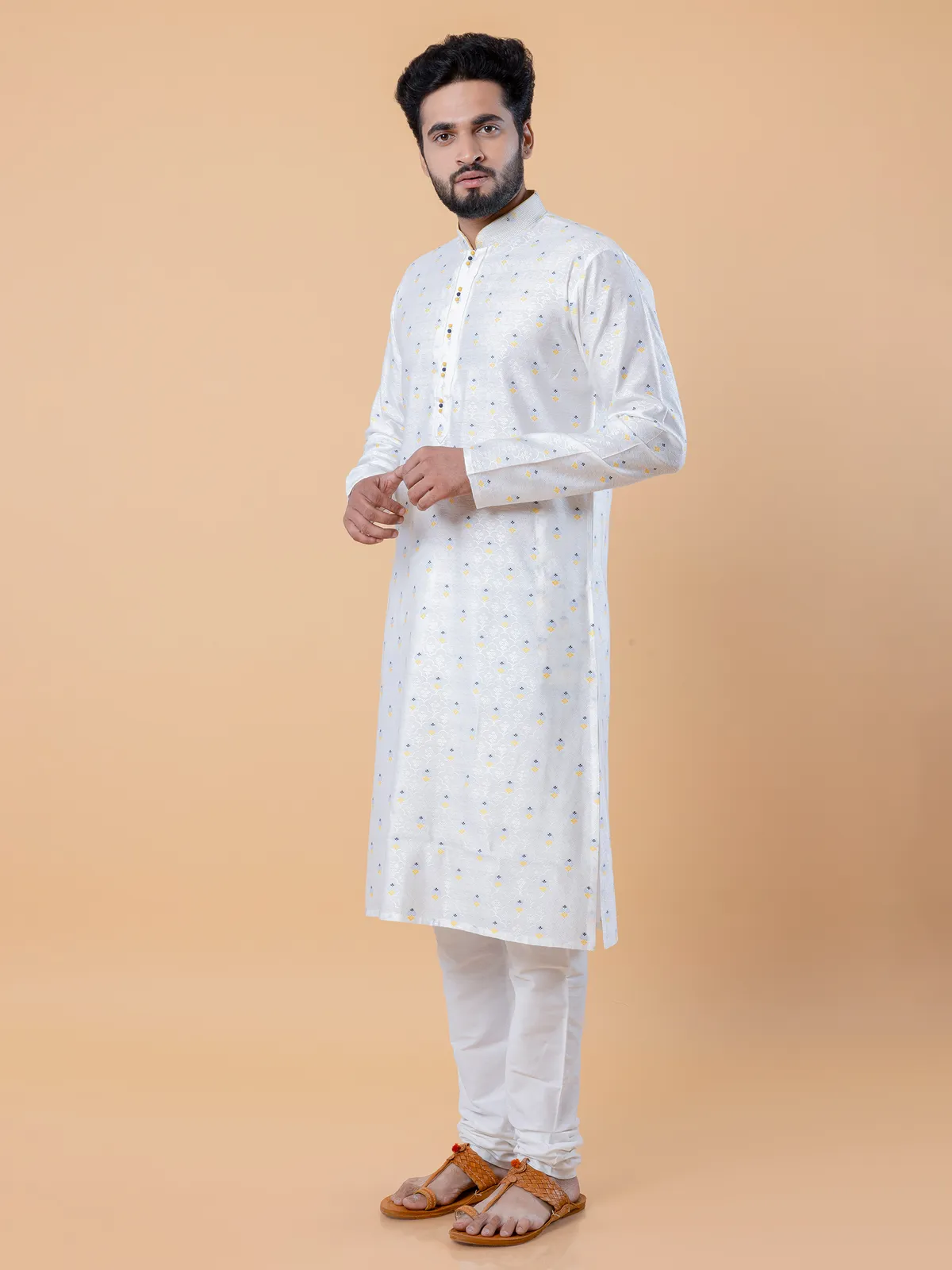 Classic white cotton kurta suit