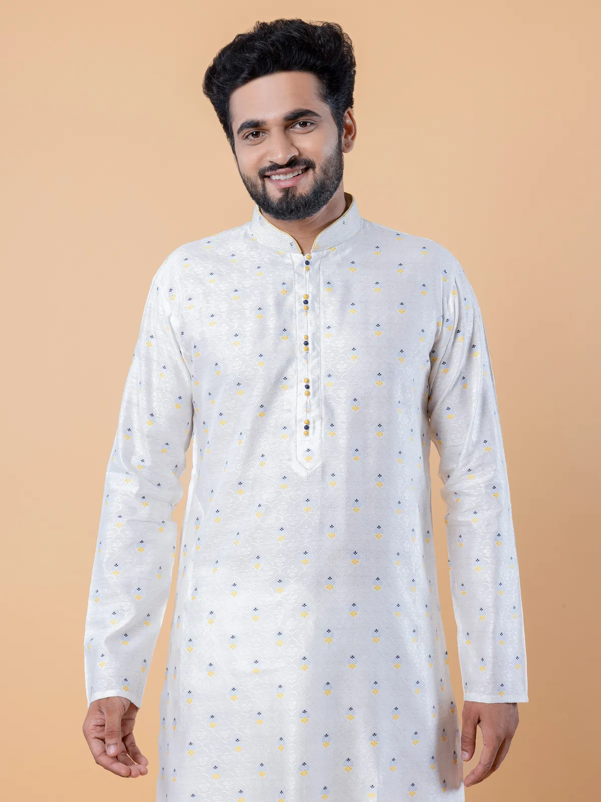 Classic white cotton kurta suit