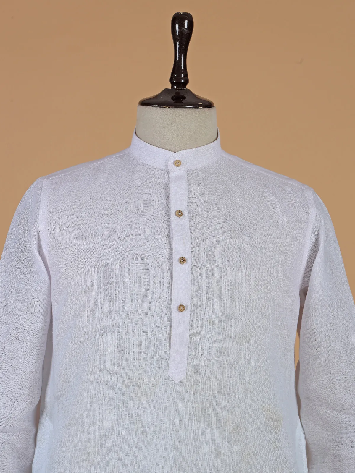 Classic white cotton printed kurta for men