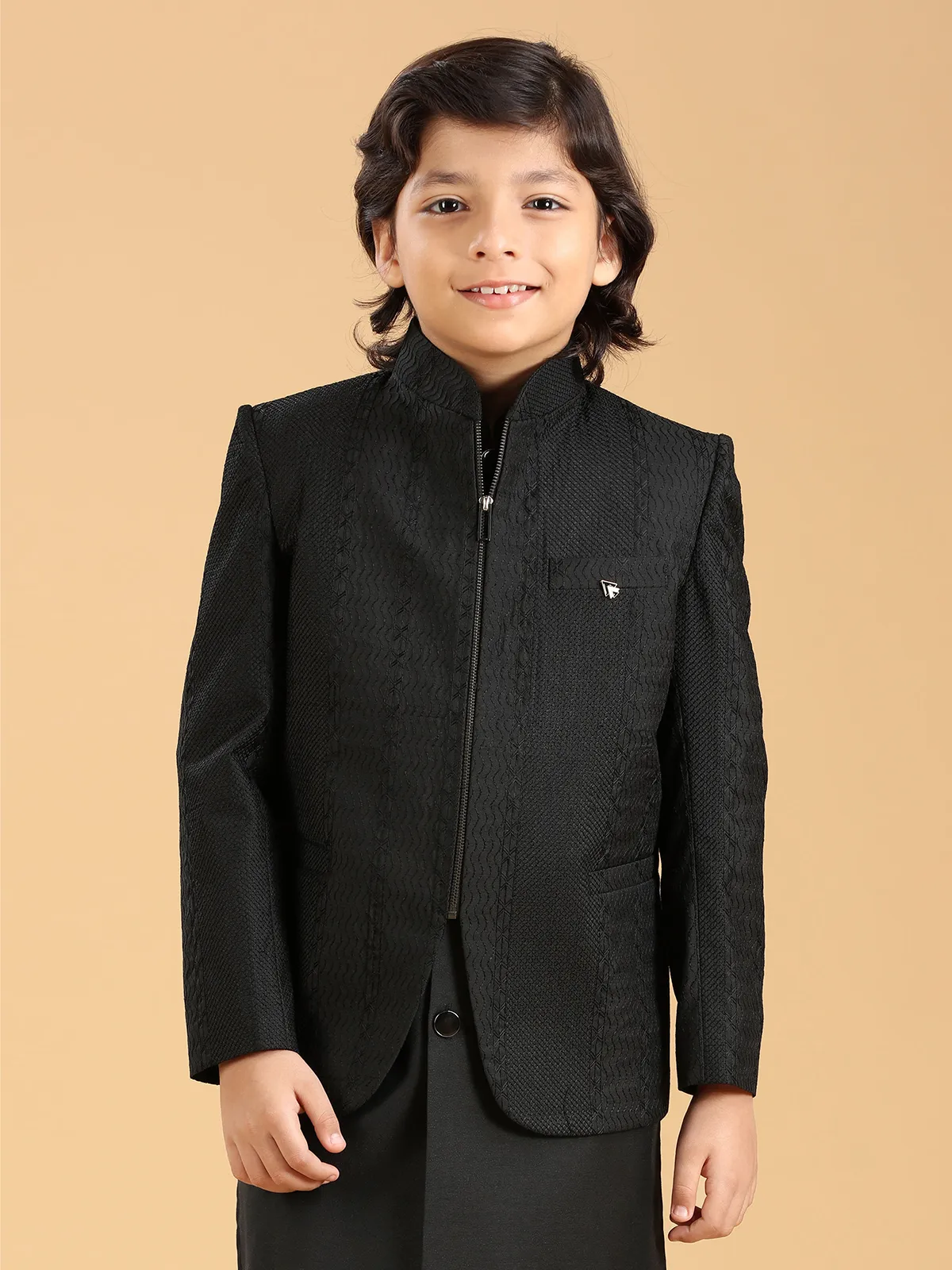 Classy black indowestern in silk