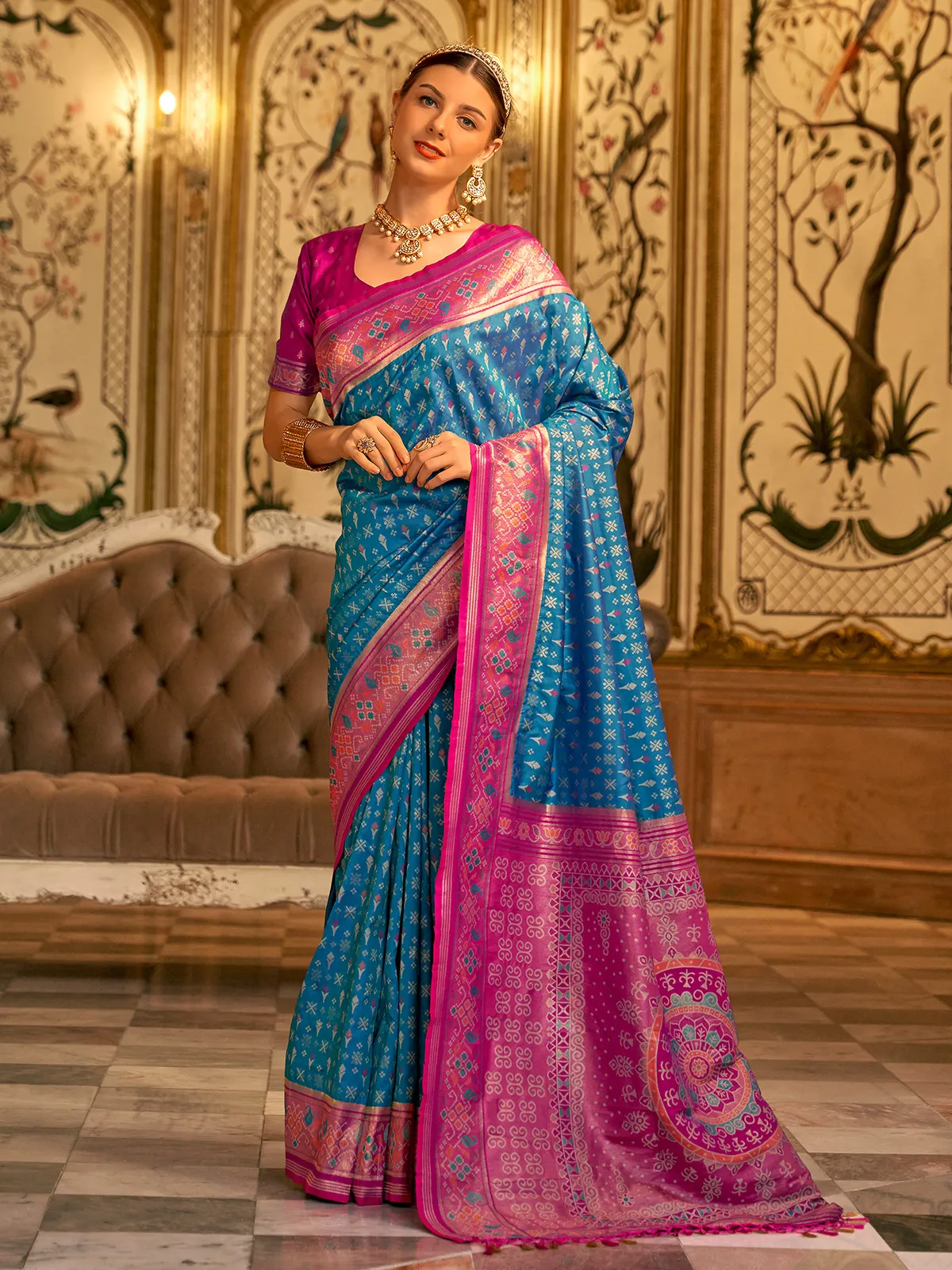 Classy blue banarasi silk saree