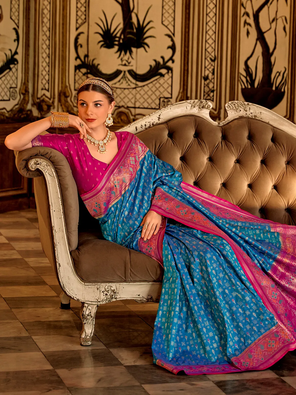 Classy blue banarasi silk saree