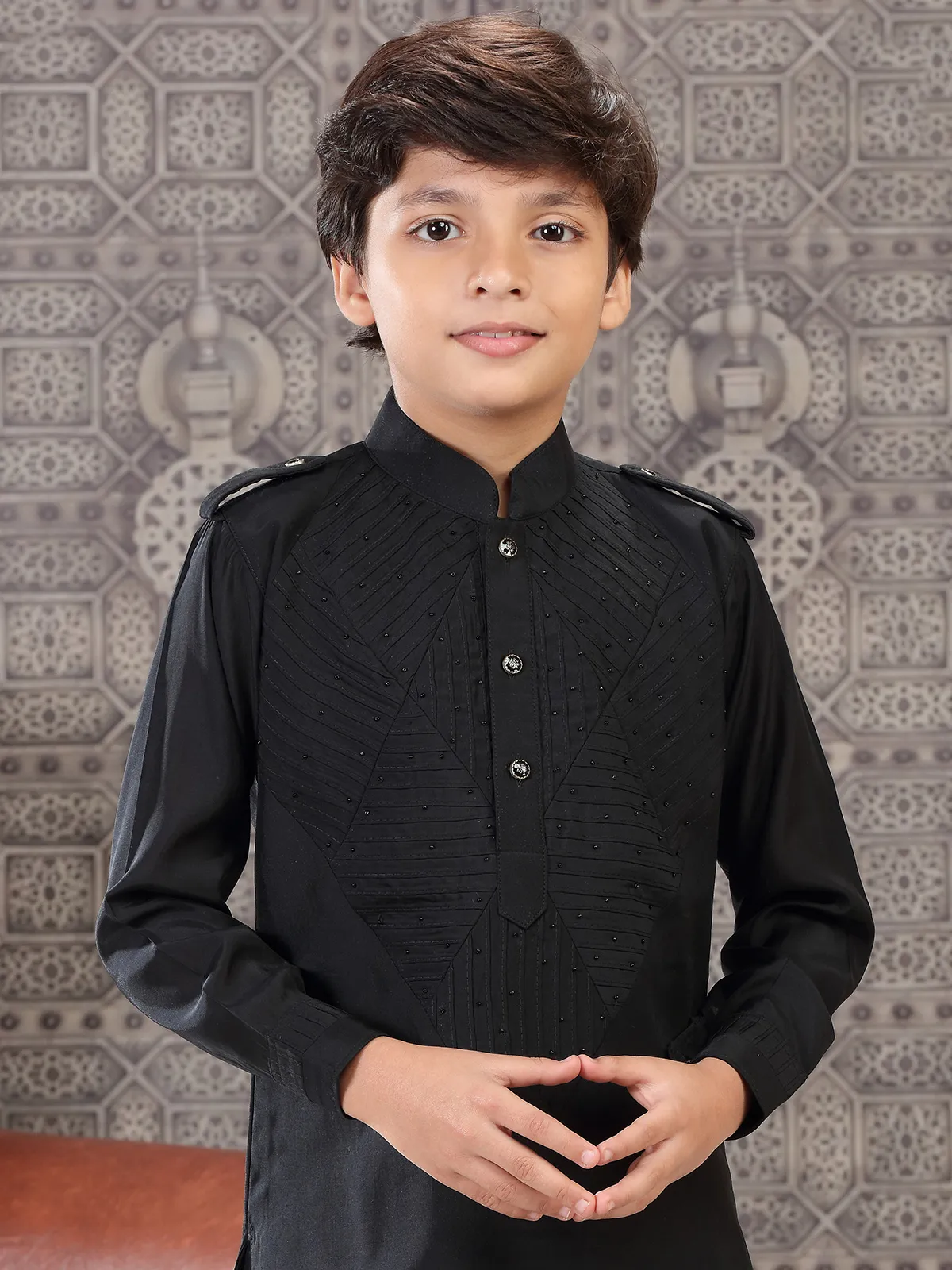 Classy cotton black pathani suit
