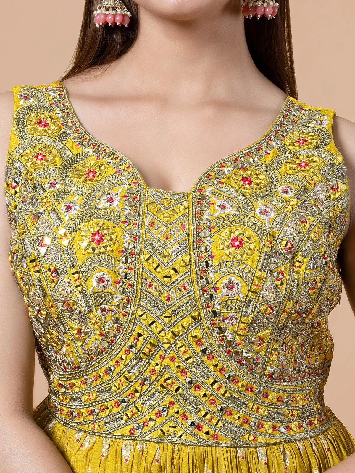 Classy georgette yellow anarkali suit