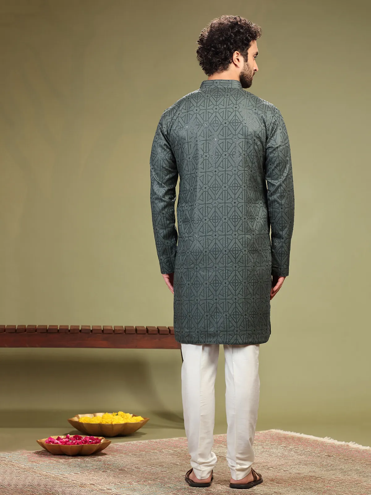 Classy grey georgette kurta suit