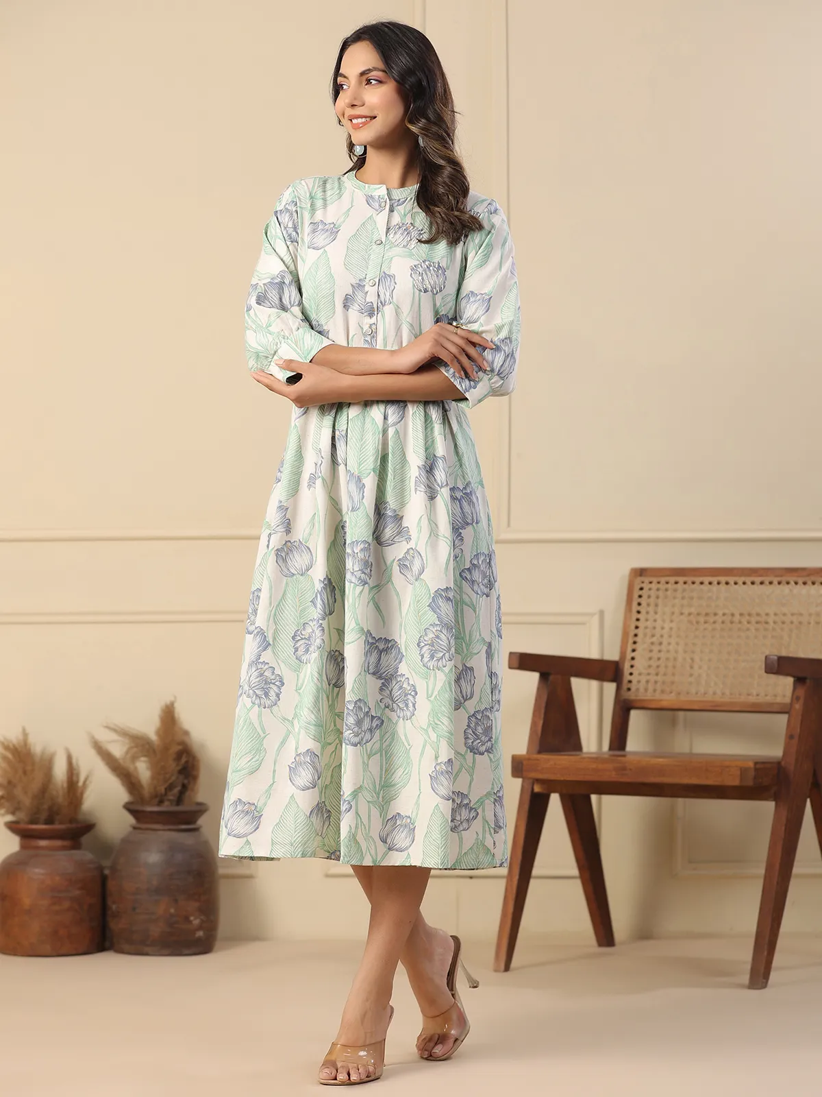 Classy light green printed kurti