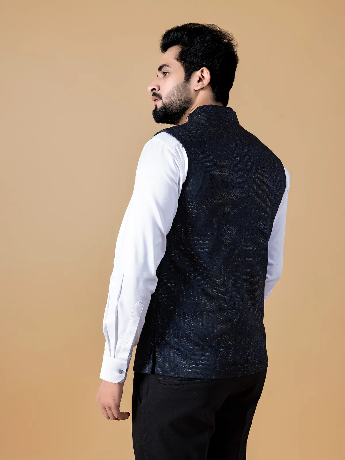 Classy navy texture waistcoat