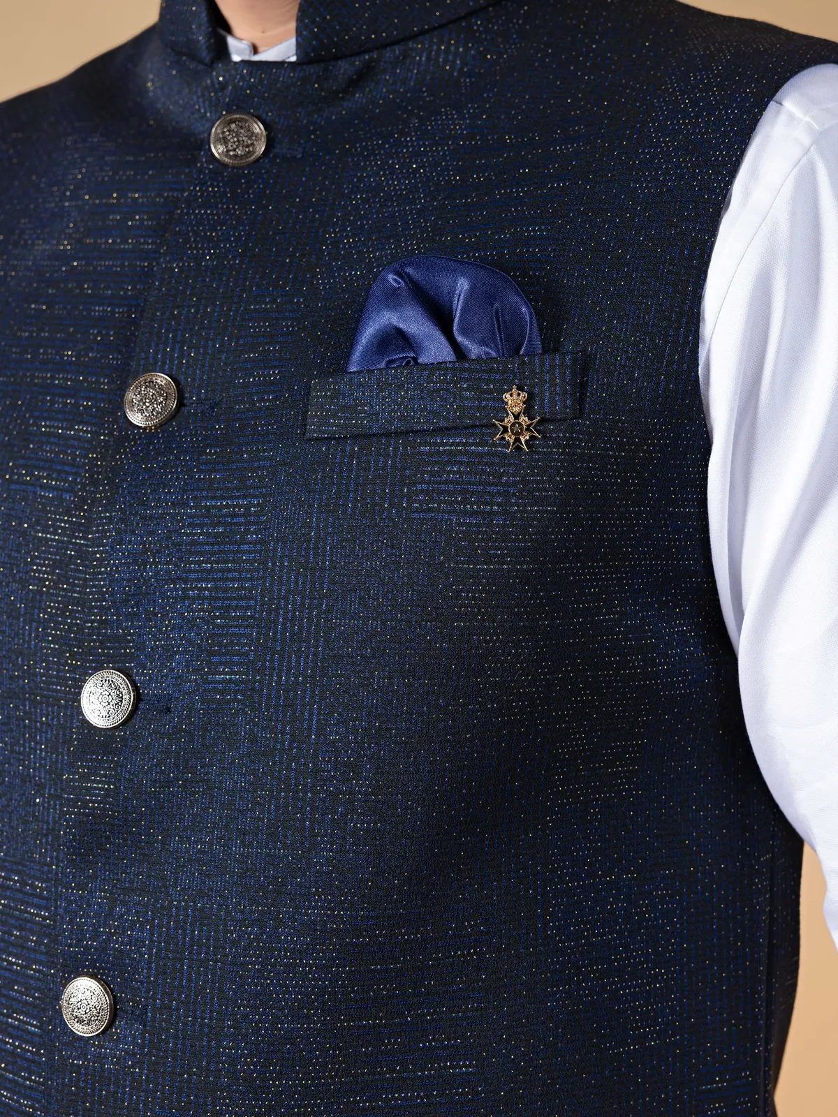 Classy navy texture waistcoat