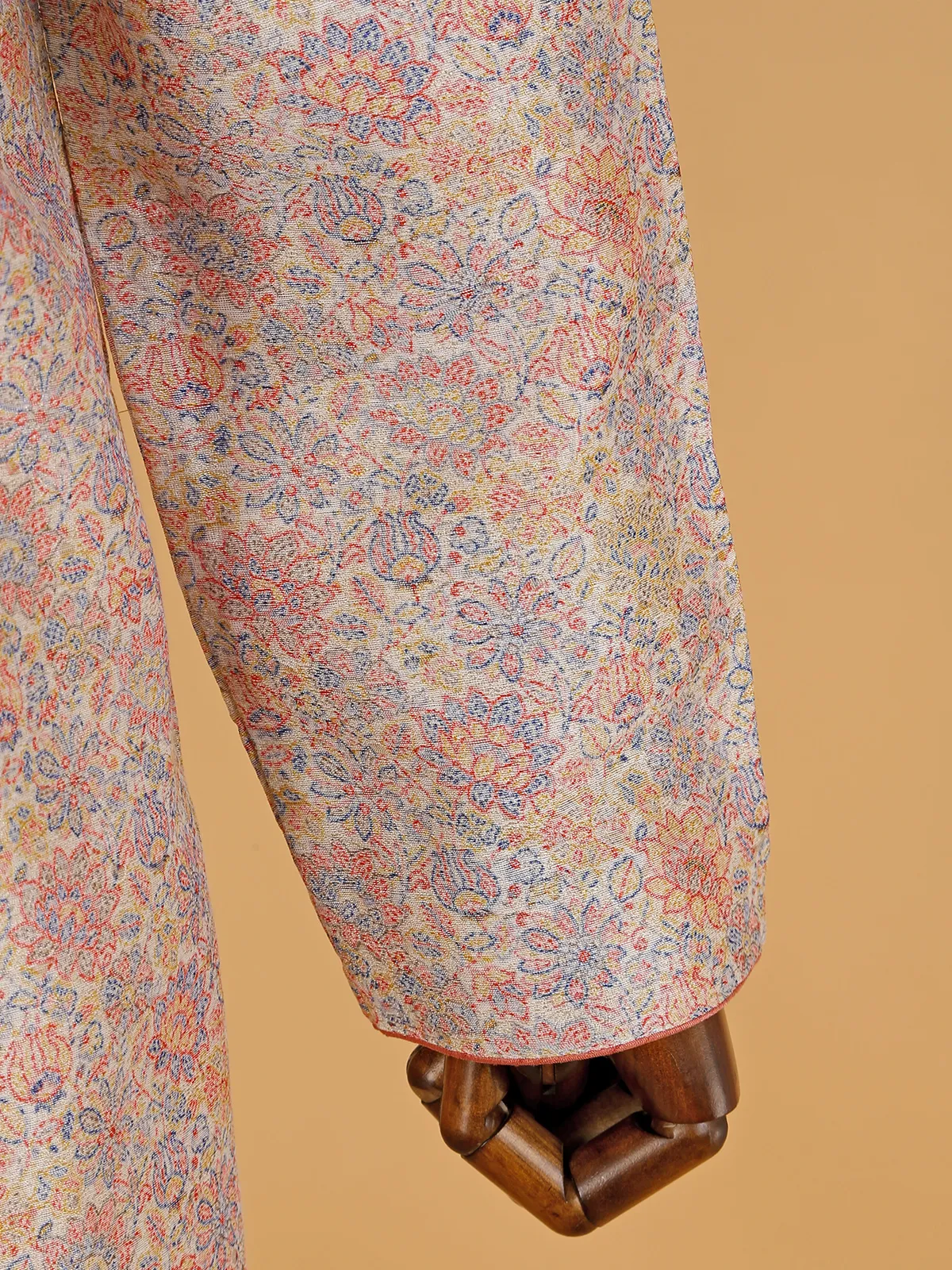 Classy peach printed kurta suit in cottom
