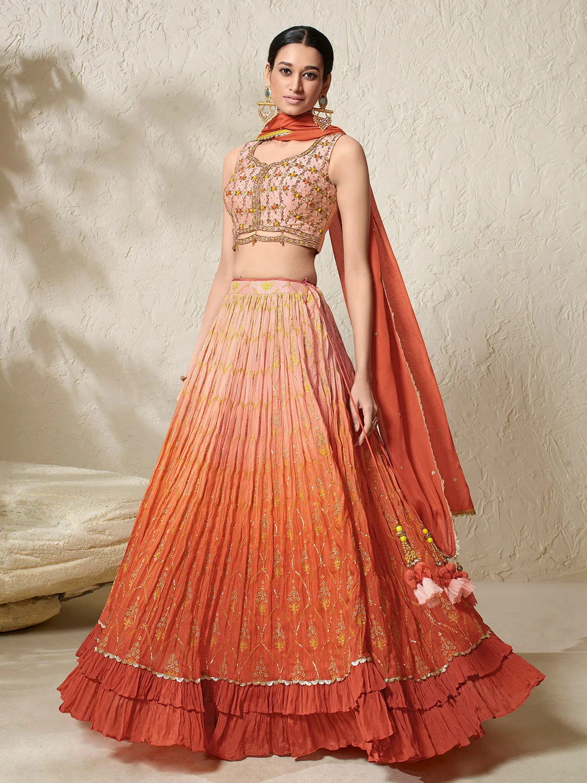 Classy peach shaded lehenga choli