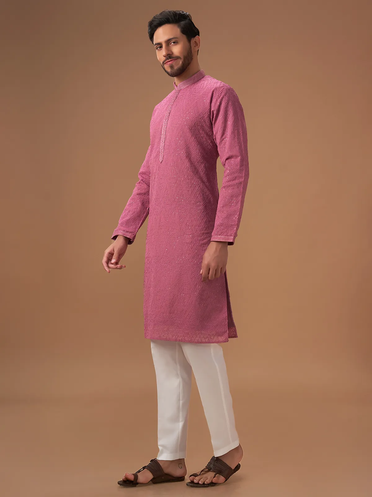 Classy pink georgette kurta suit