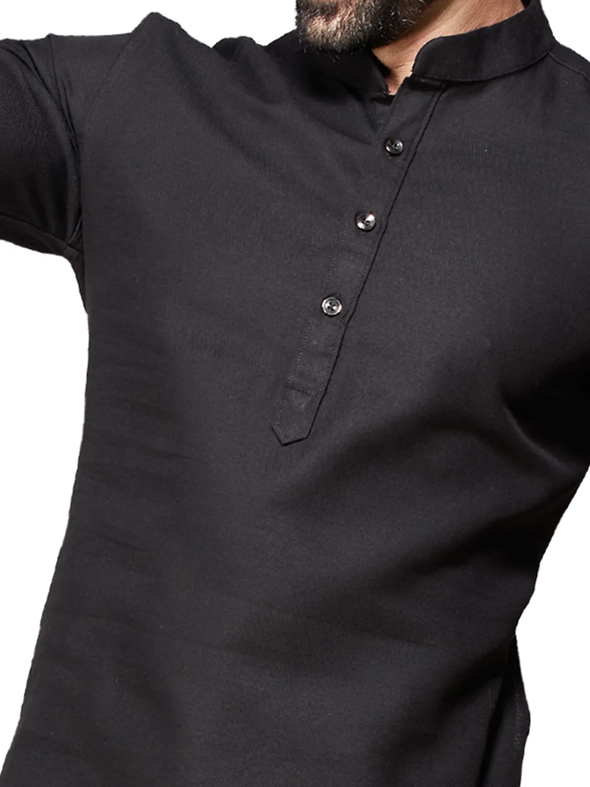 Classy plain cotton kurta in black