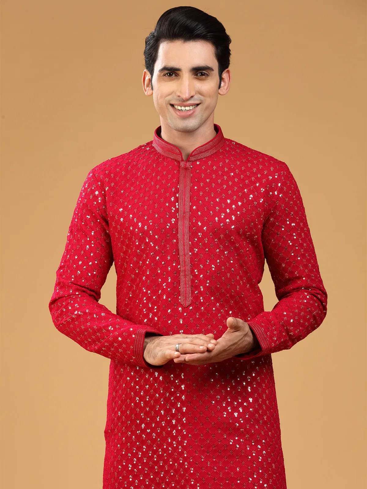 Classy red georgette kurta suit