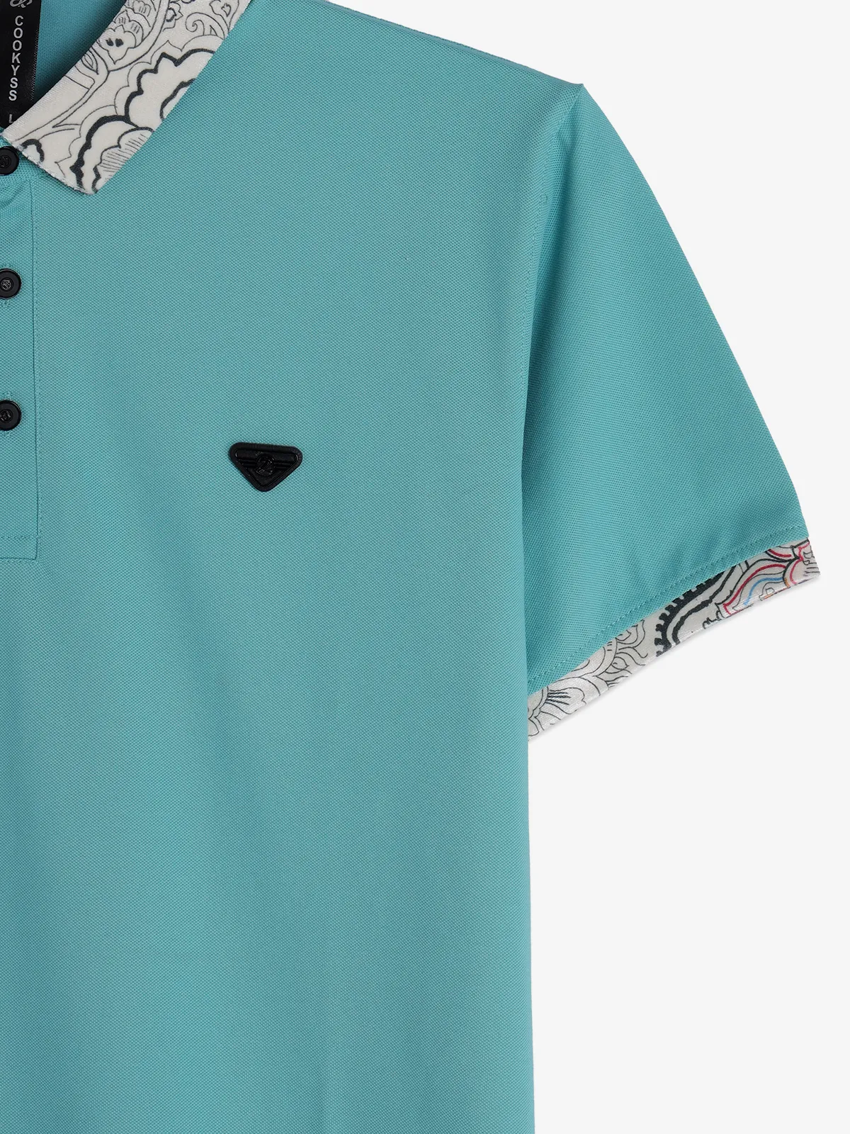 COOKYSS aqua plain polo t-shirt