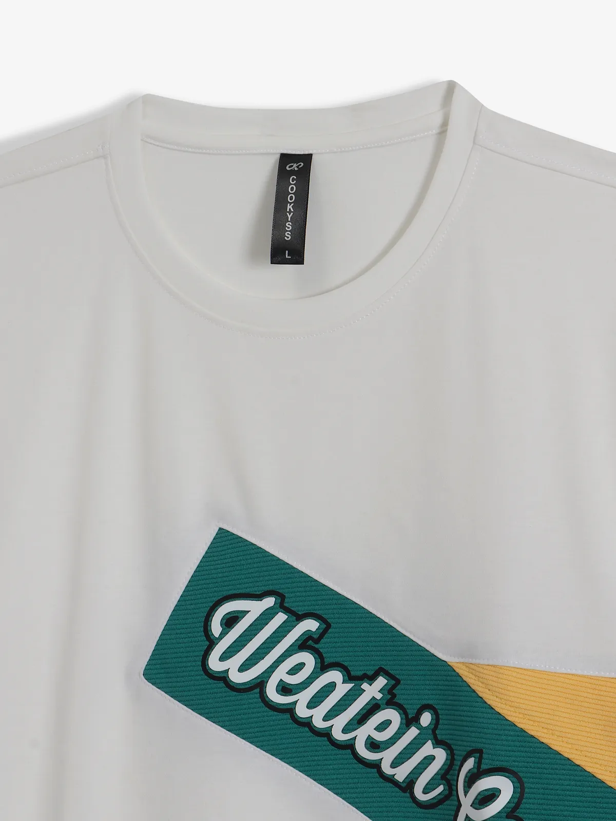 COOKYSS cotton printed off-white t-shirt